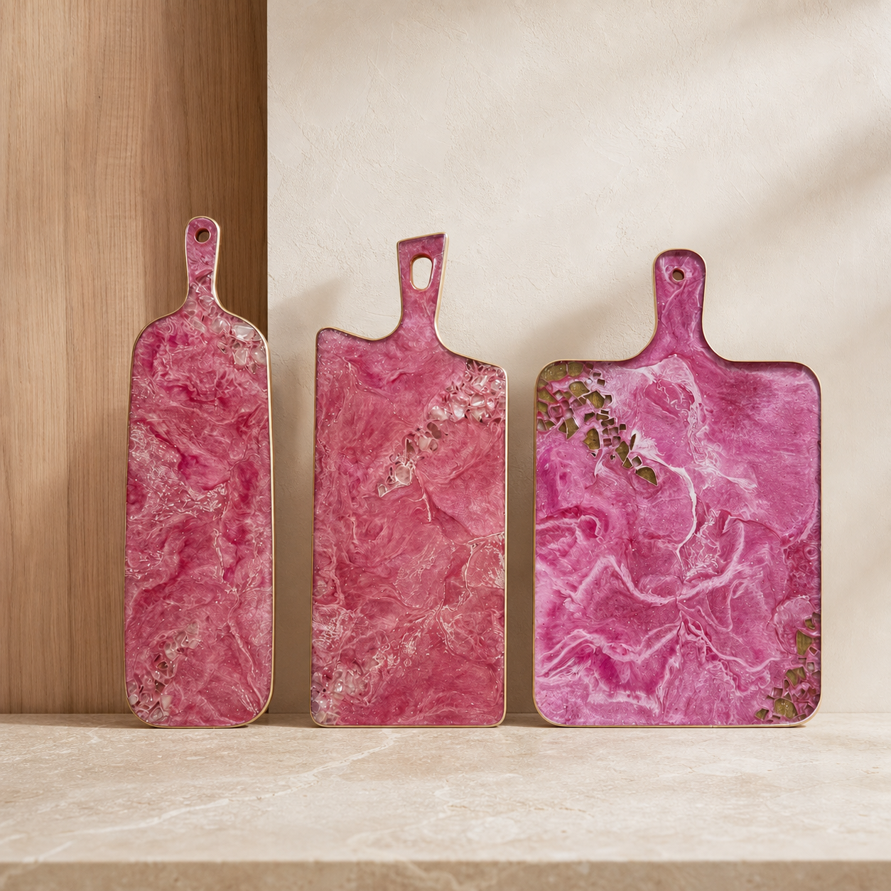 Pink Cheese board, 3 sizes handmade epoxy resin geode design