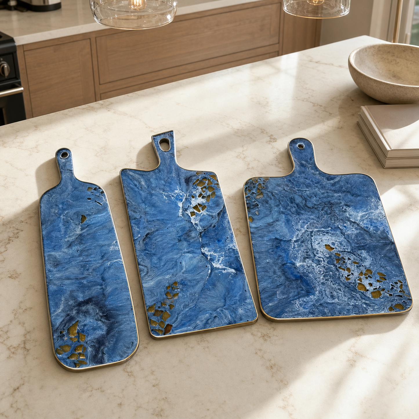 Blue Cheese board, 3 sizes handmade epoxy resin geode design