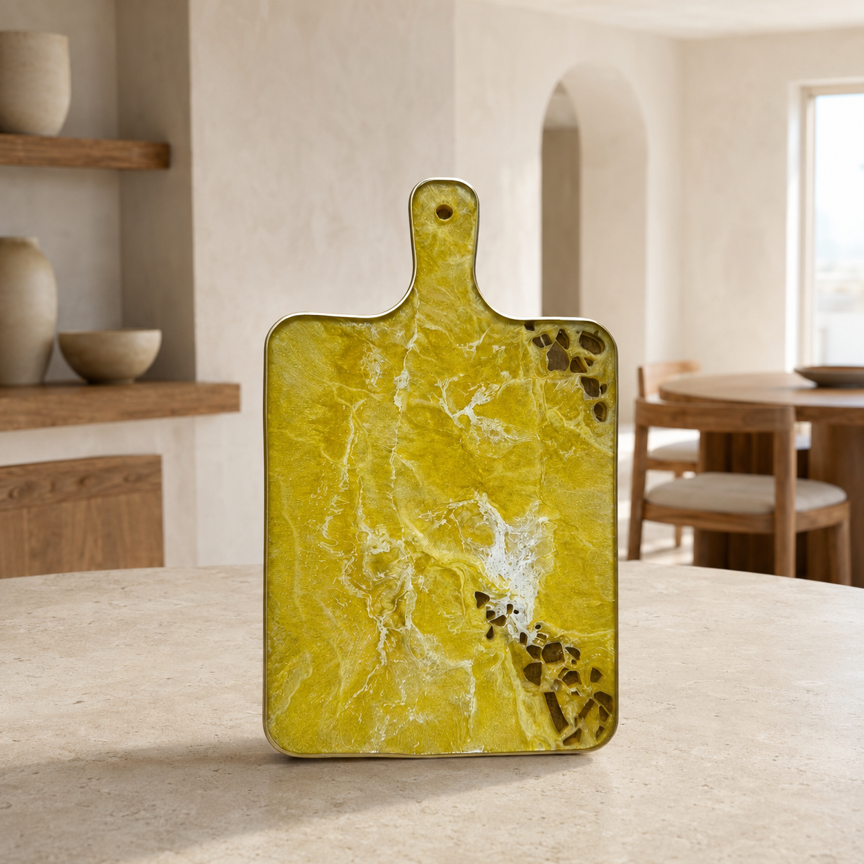 Yellow Cheese board, 3 sizes handmade epoxy resin geode design