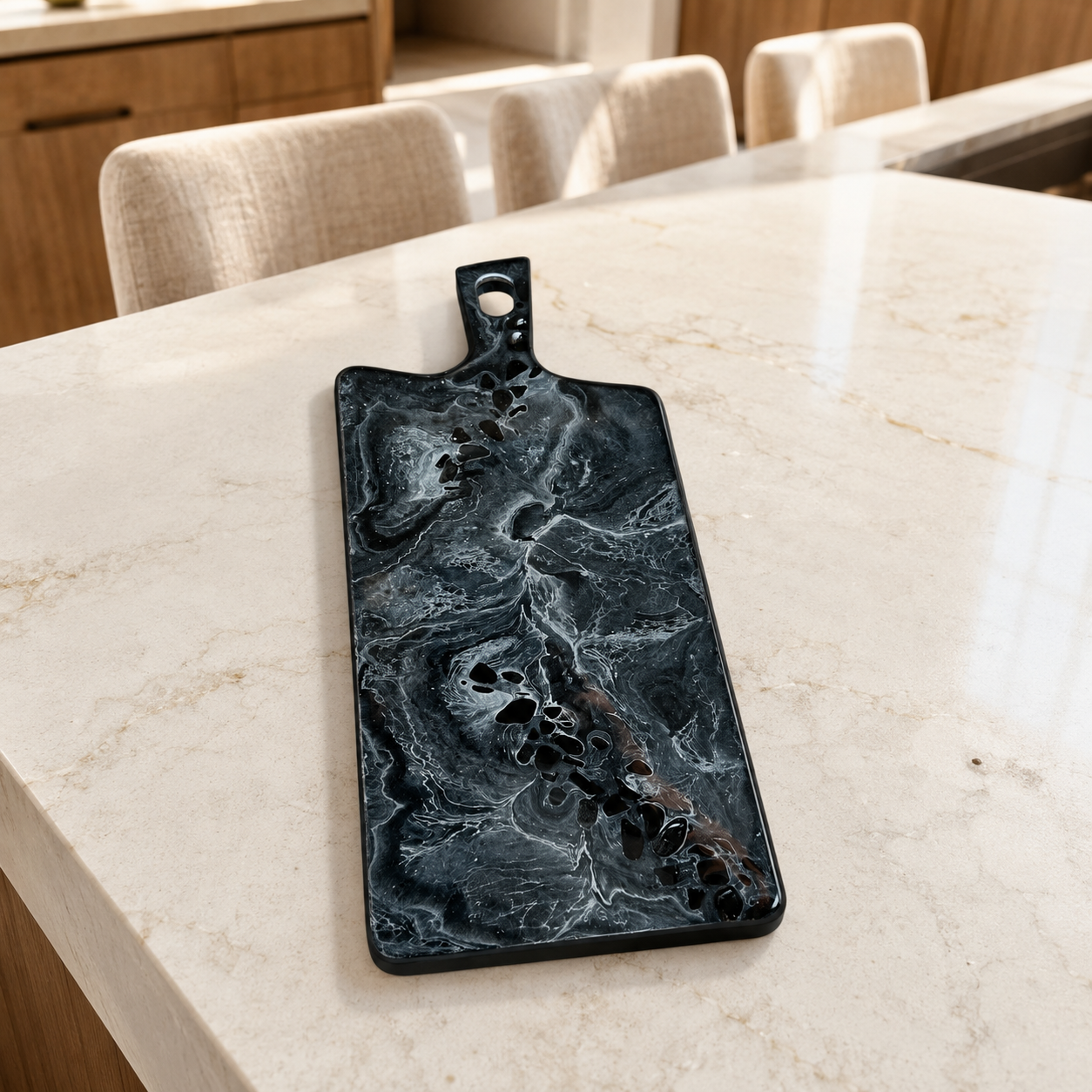Black Cheese board, 3 sizes handmade epoxy resin geode design