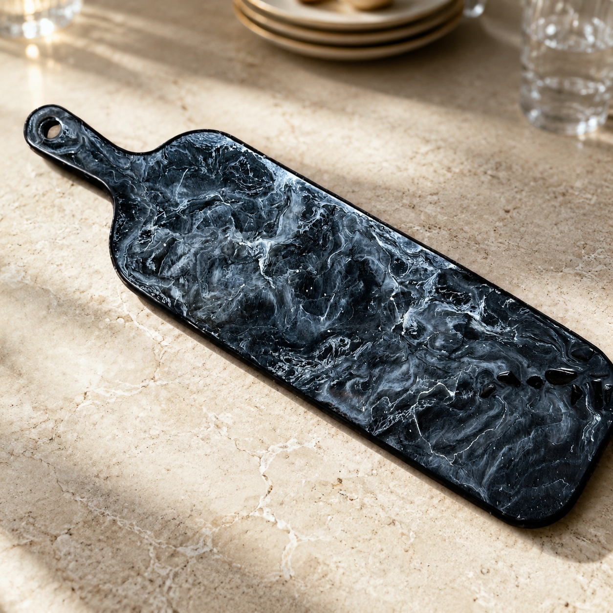 Black Cheese board, 3 sizes handmade epoxy resin geode design