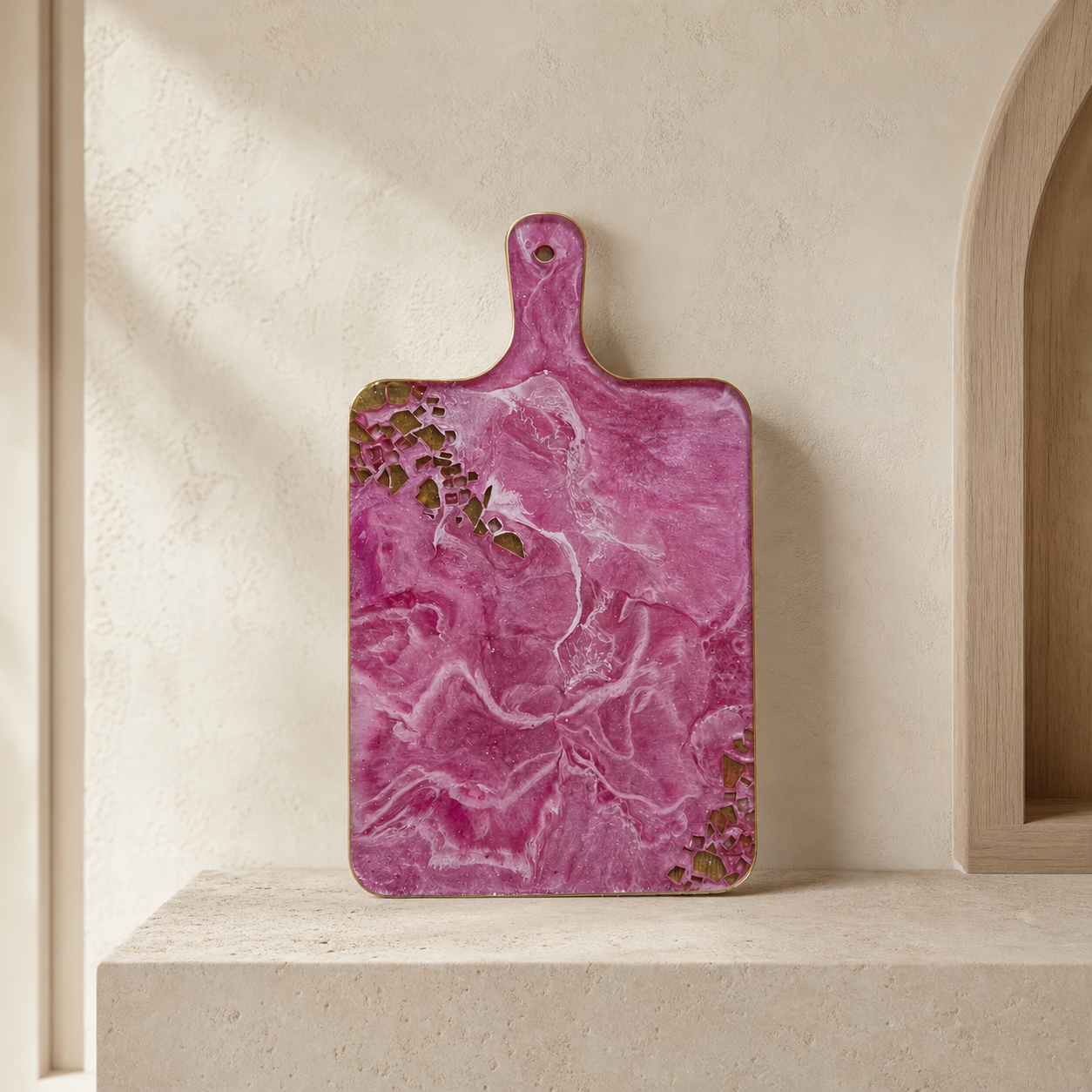 Pink Cheese board, 3 sizes handmade epoxy resin geode design