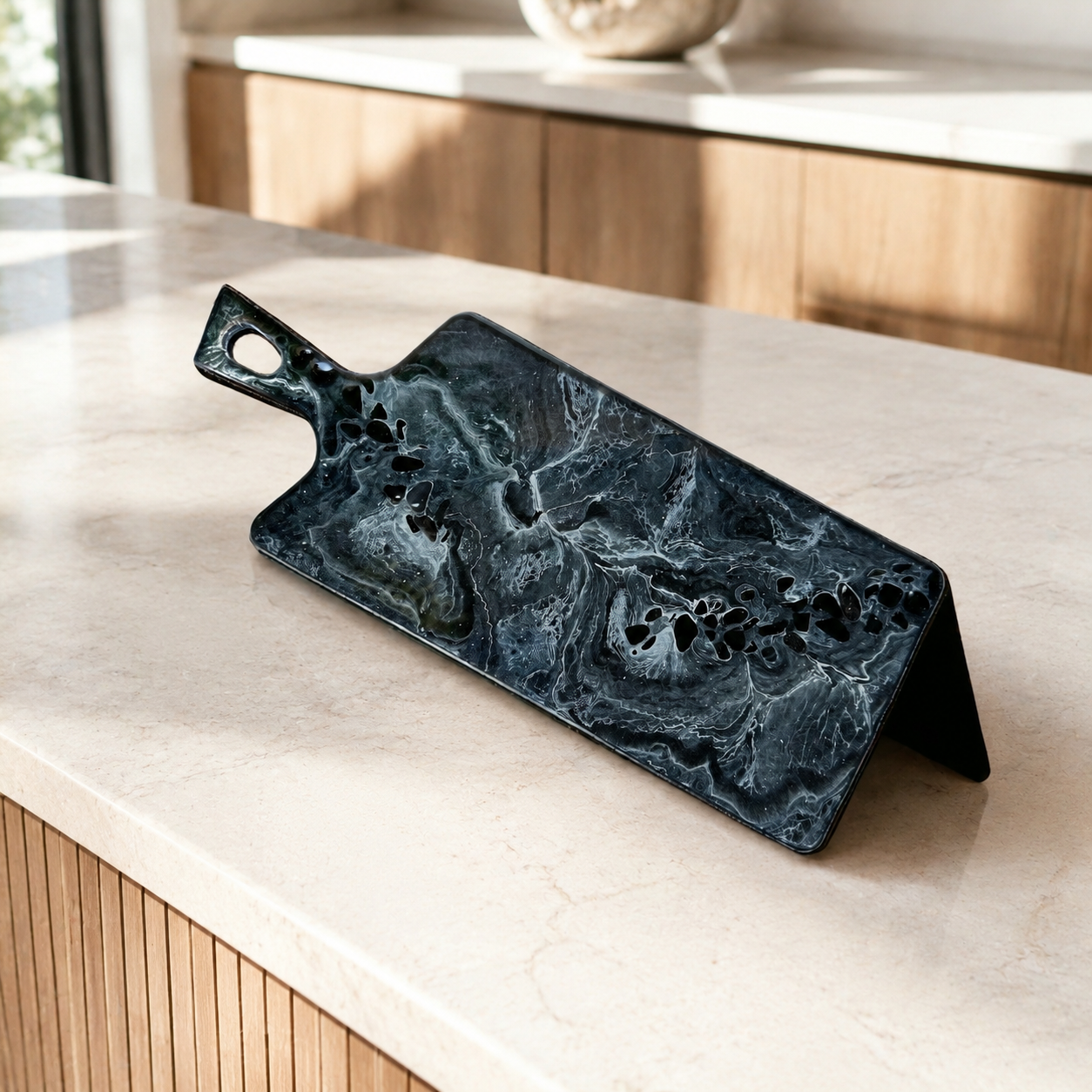 Black Cheese board, 3 sizes handmade epoxy resin geode design