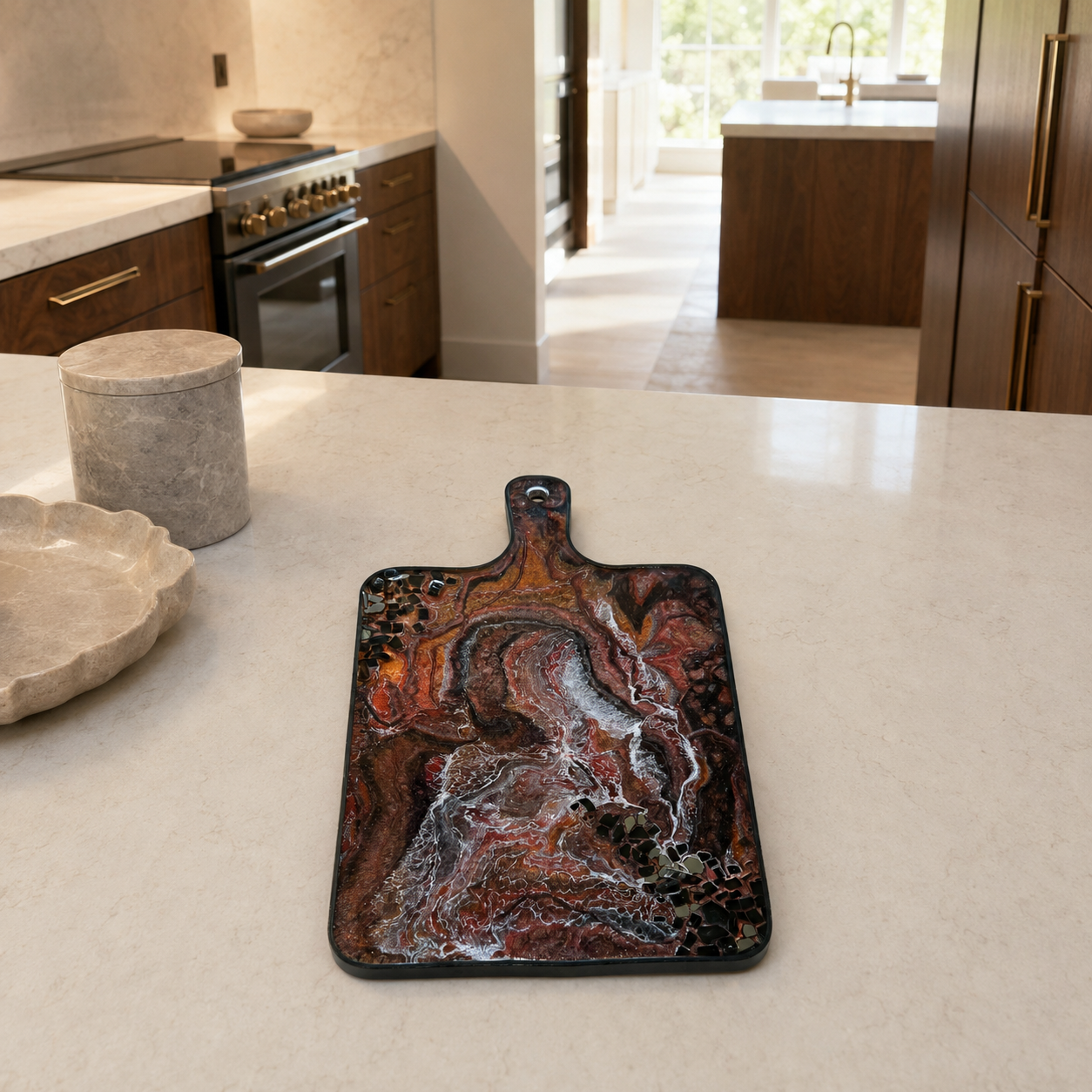 Black, Bronze and Copper Cheese board, 3 sizes handmade epoxy resin geode design