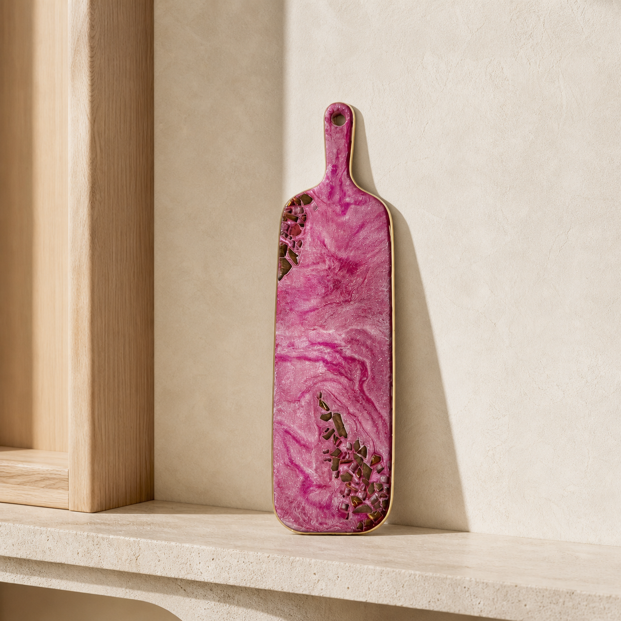 Pink Cheese board, 3 sizes handmade epoxy resin geode design