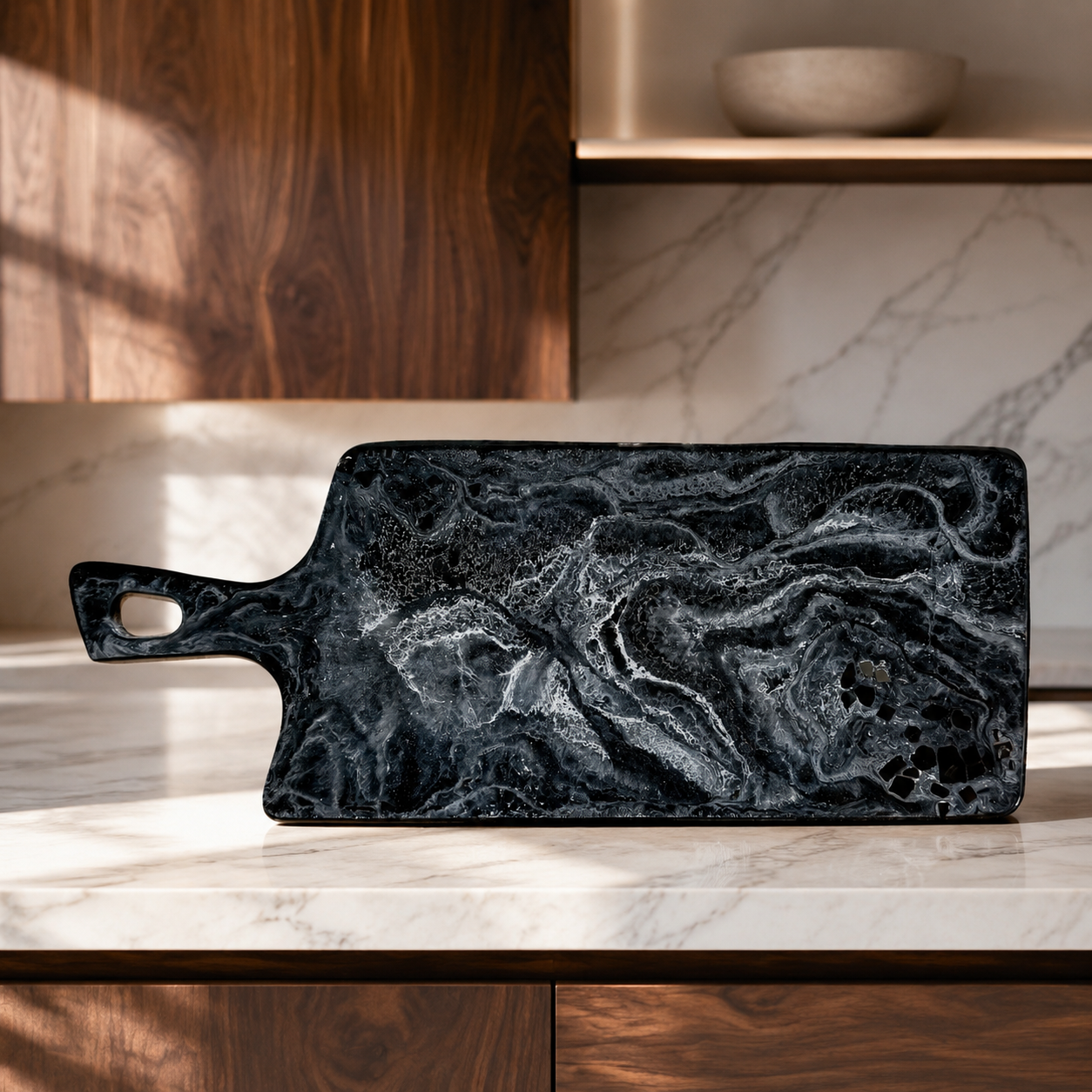 Black Cheese board, 3 sizes handmade epoxy resin geode design