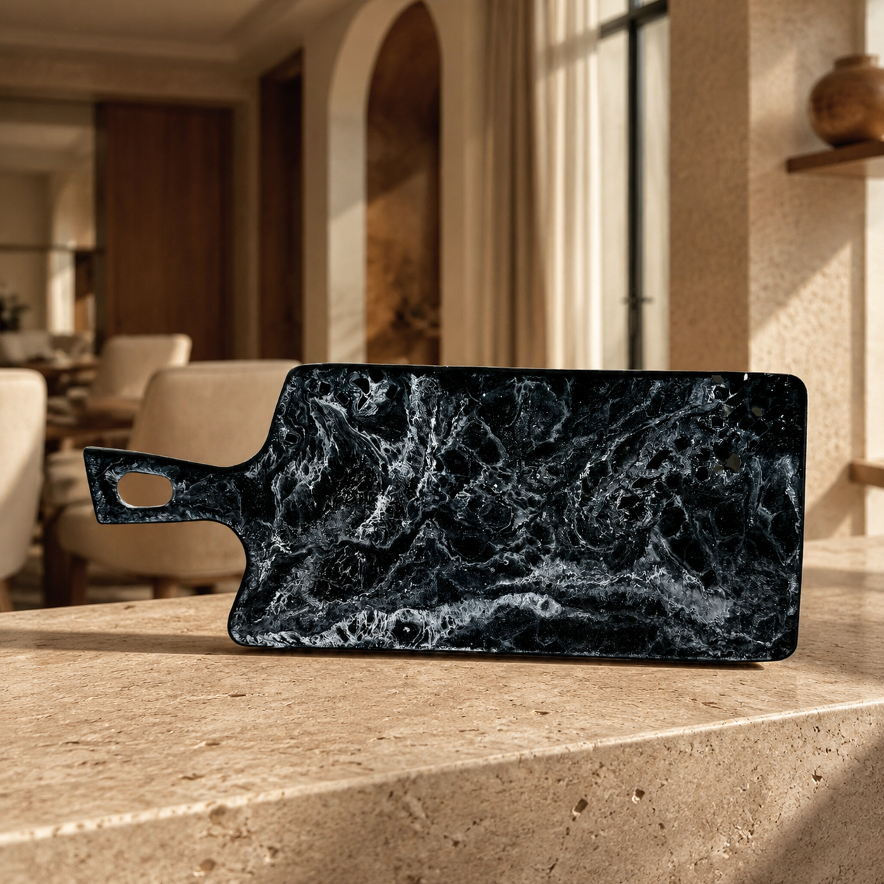 Black Cheese board, 3 sizes handmade epoxy resin geode design