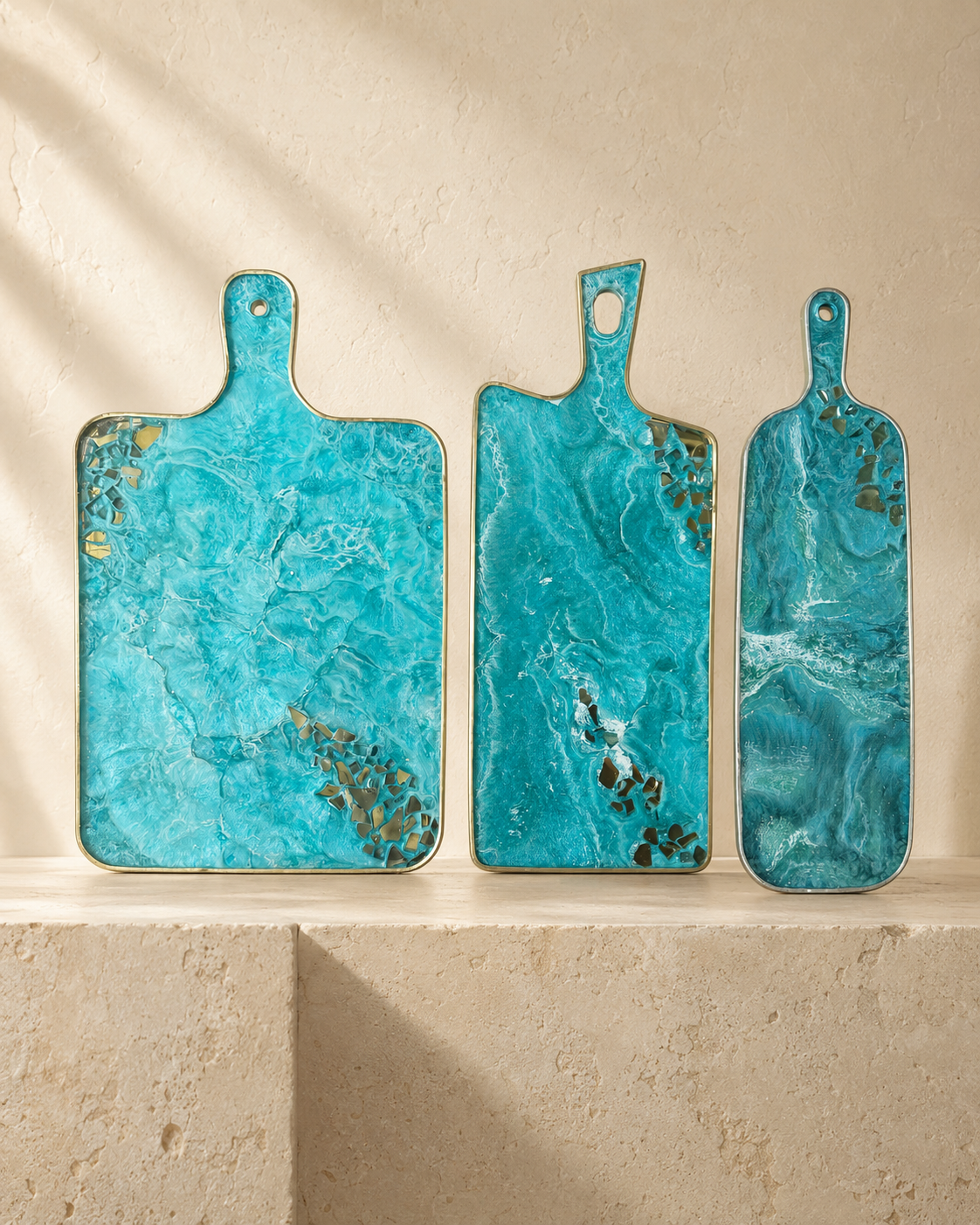 Ocean colors Cheese board, 3 sizes handmade epoxy resin geode design