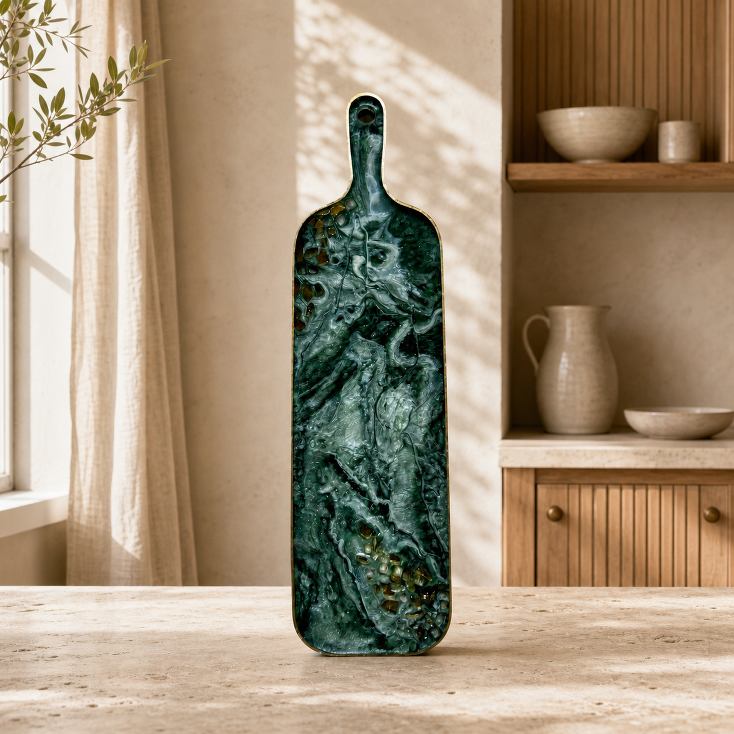 Green Cheese board, 3 sizes handmade epoxy resin geode design