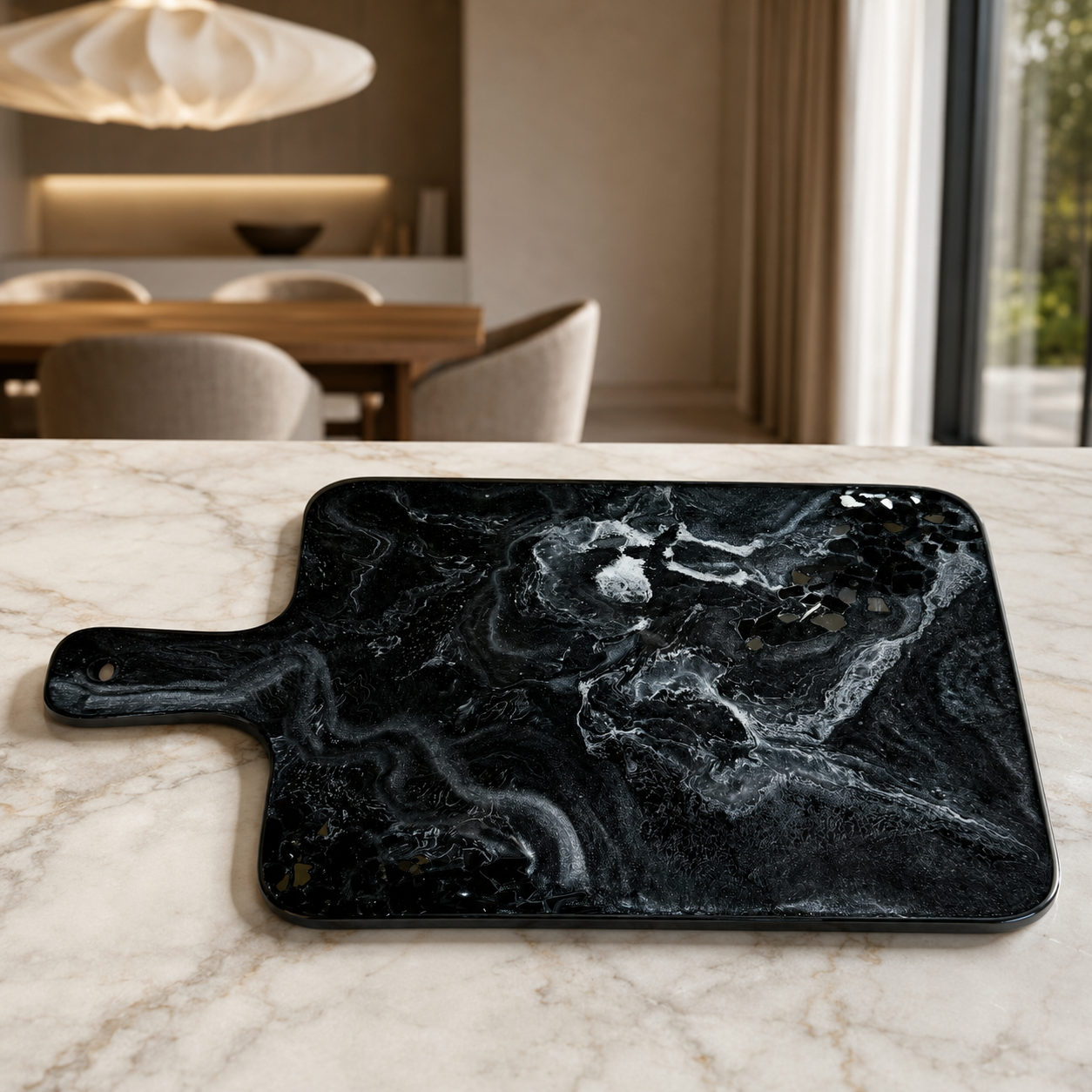 Black Cheese board, 3 sizes handmade epoxy resin geode design
