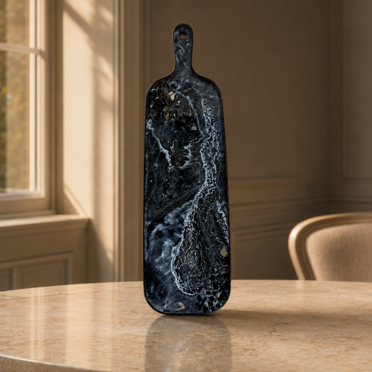 Black Cheese board, 3 sizes handmade epoxy resin geode design
