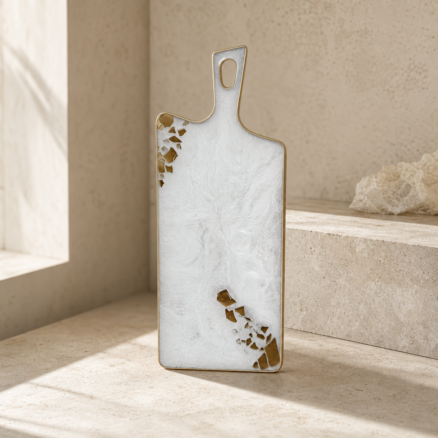 White Cheese board, 3 sizes handmade epoxy resin geode design