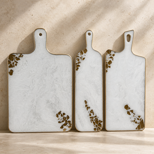 White Cheese board, 3 sizes handmade epoxy resin geode design