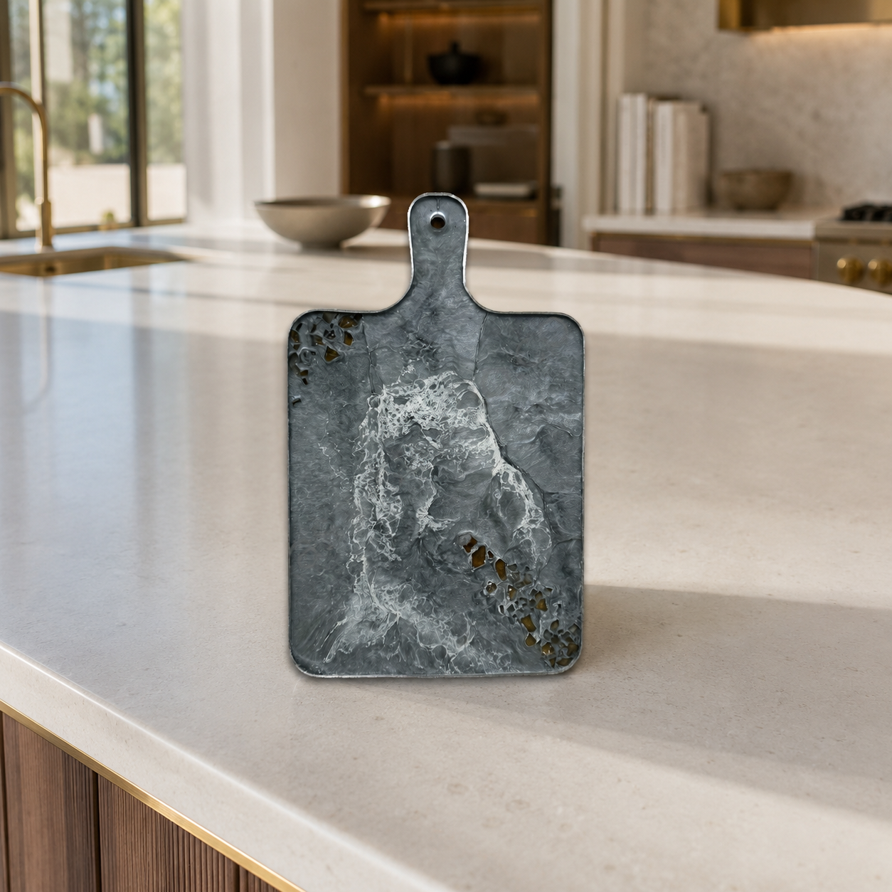 Silver and Grey Cheese board, 3 sizes handmade epoxy resin geode design