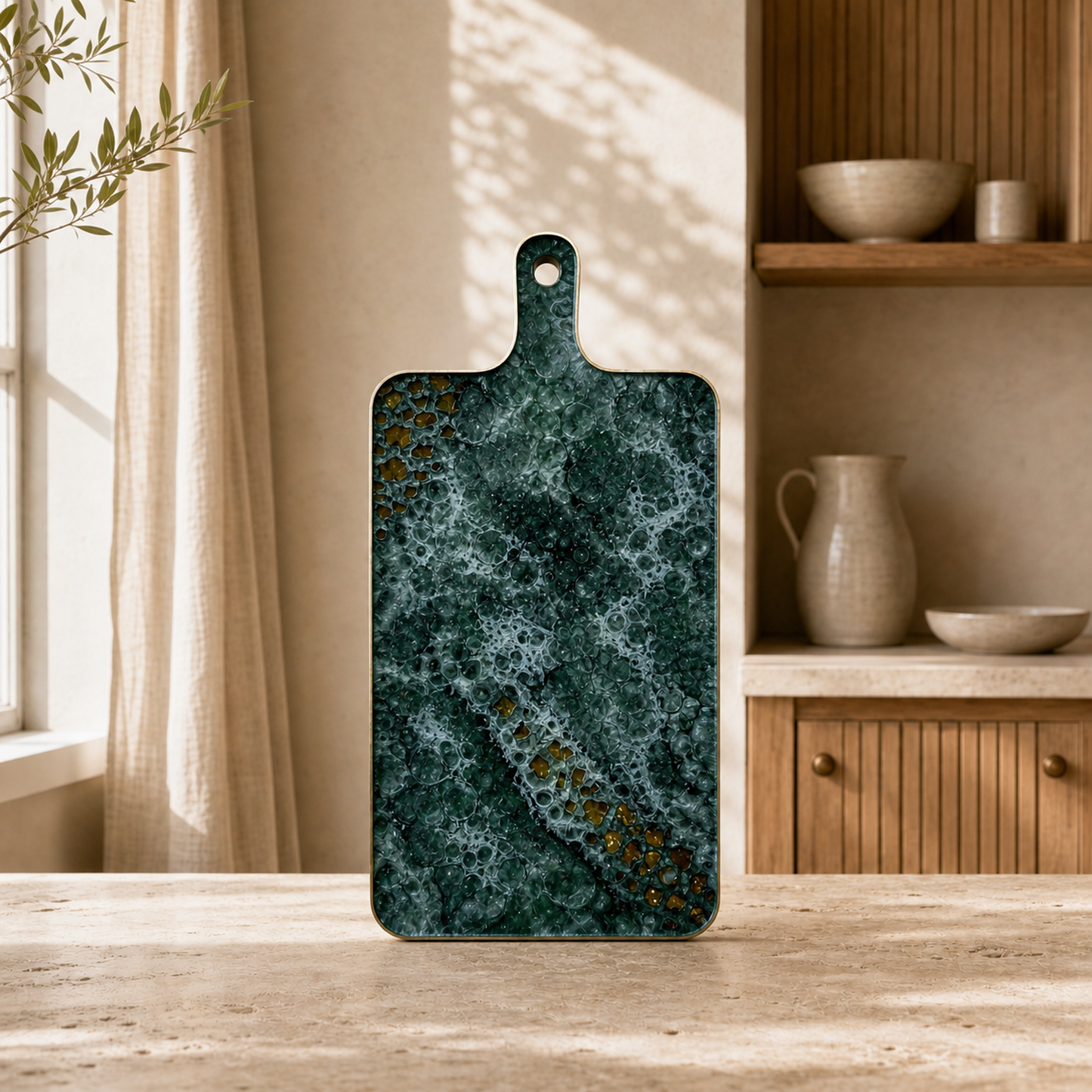Green Cheese board, 3 sizes handmade epoxy resin geode design