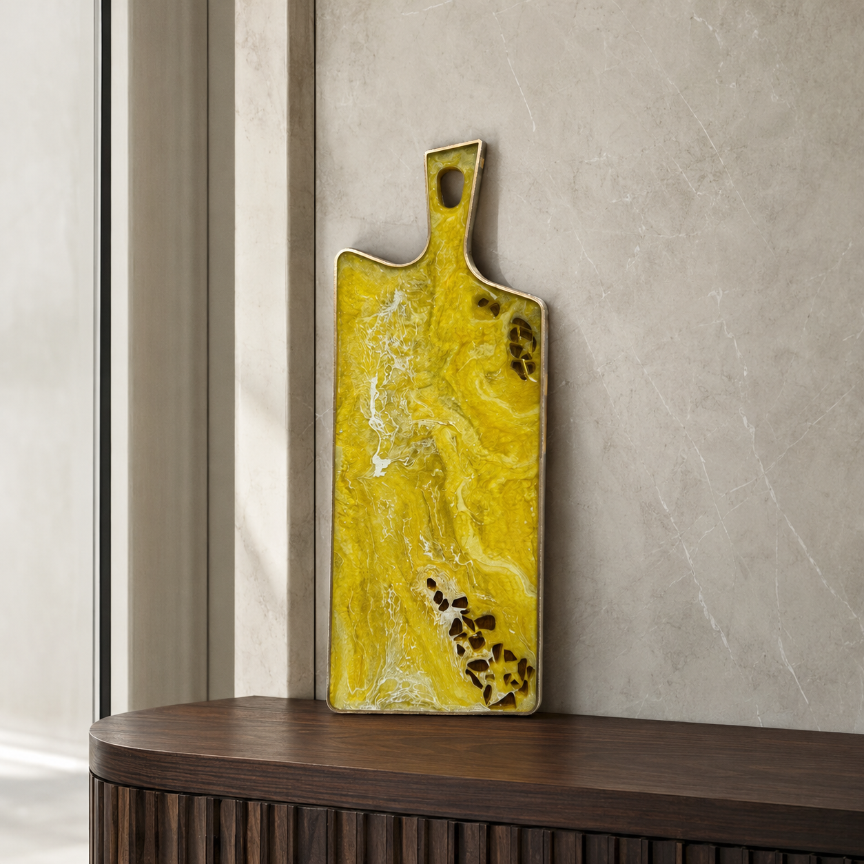 Yellow Cheese board, 3 sizes handmade epoxy resin geode design