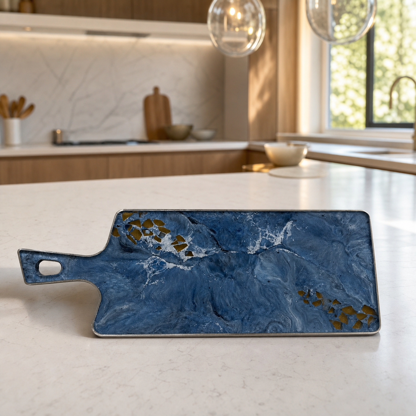 Blue Cheese board, 3 sizes handmade epoxy resin geode design