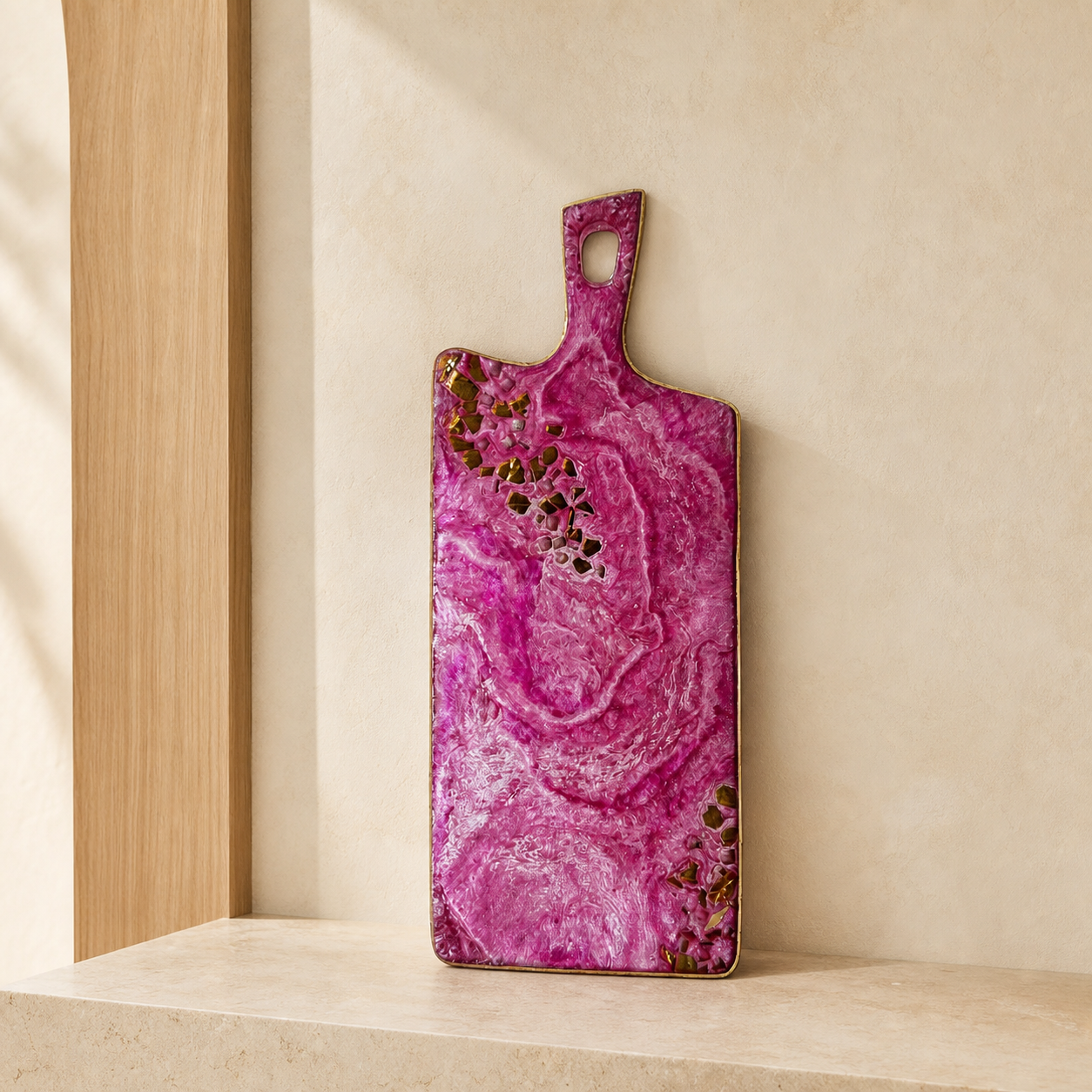 Pink Cheese board, 3 sizes handmade epoxy resin geode design