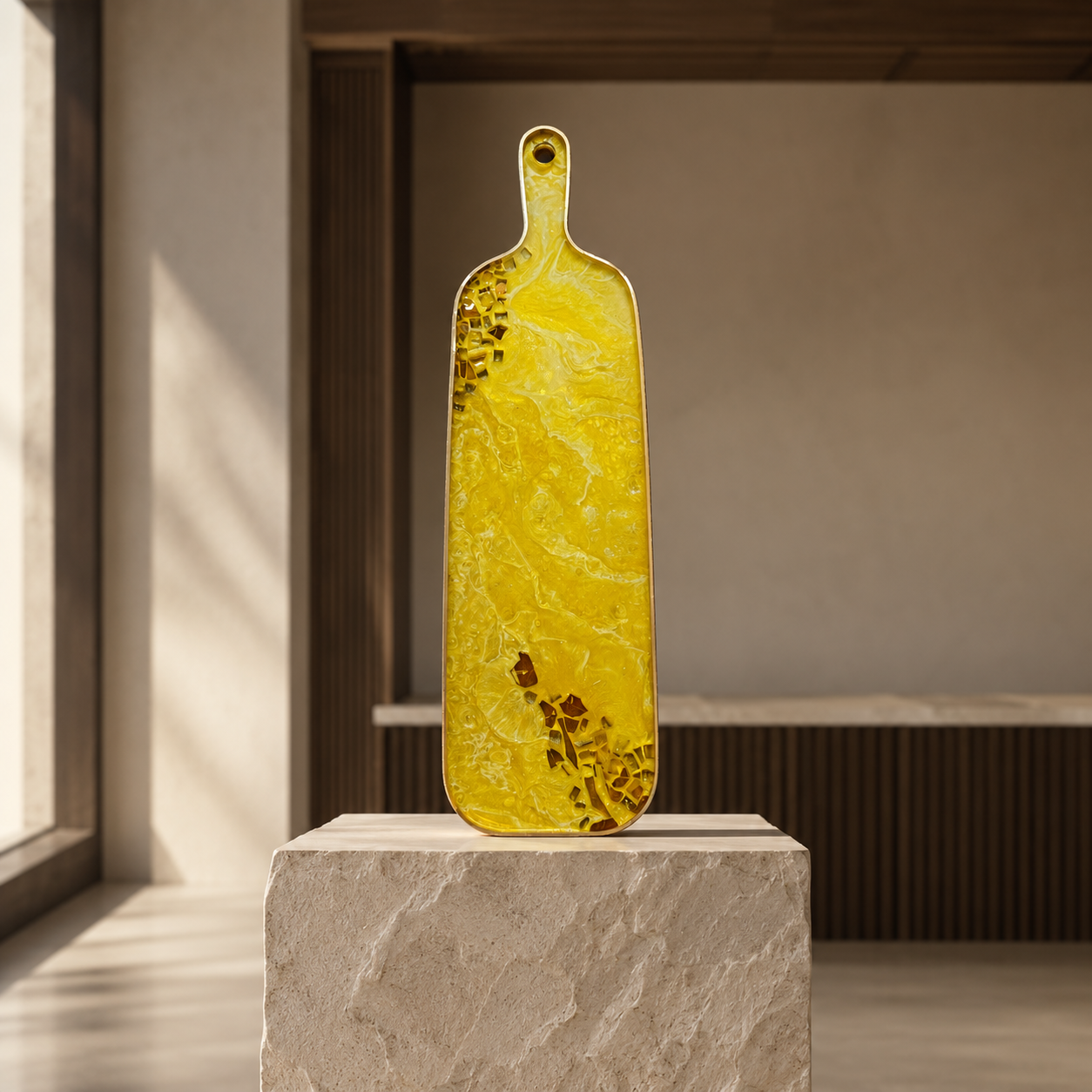 Yellow Cheese board, 3 sizes handmade epoxy resin geode design