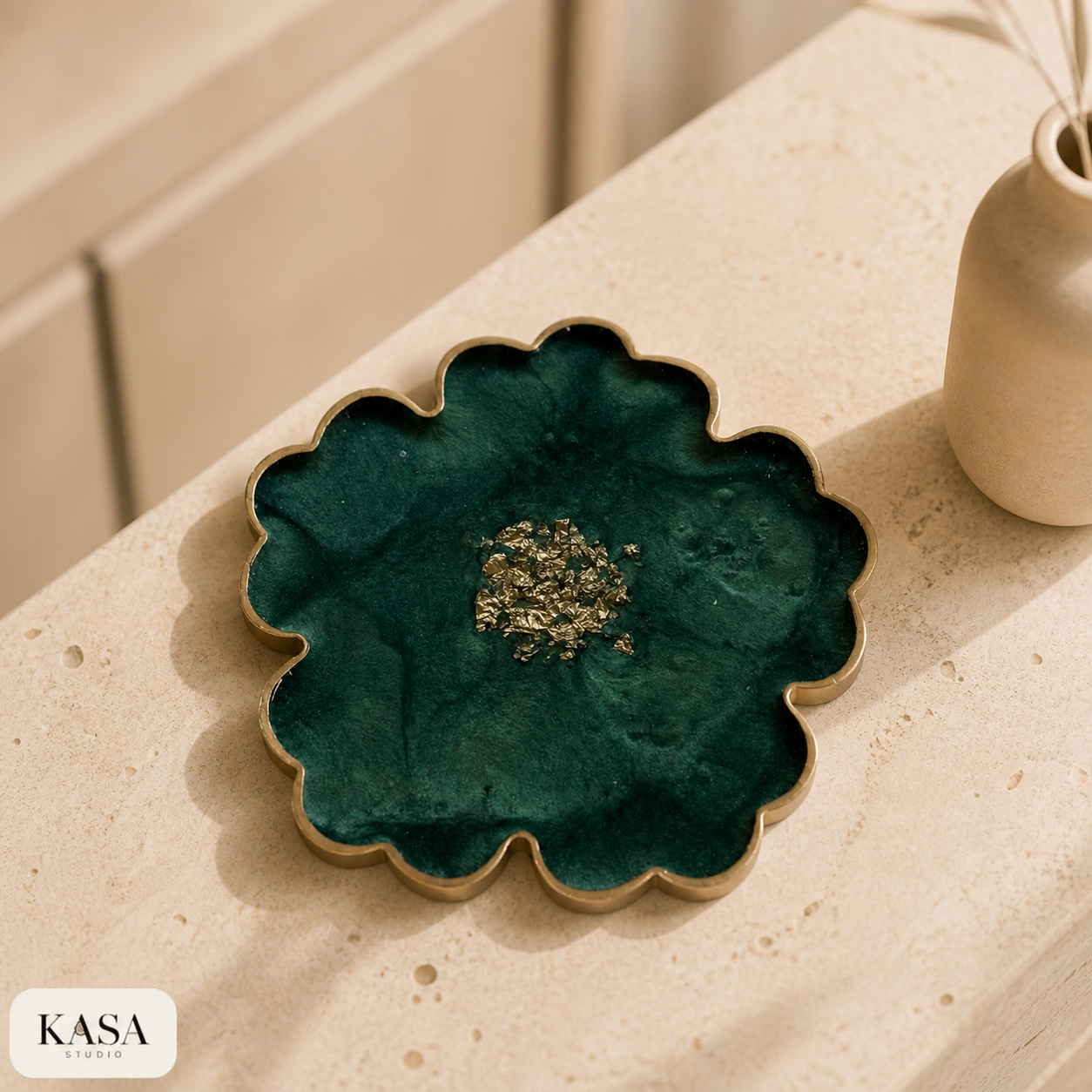 Green Flower Coaster epoxy resin