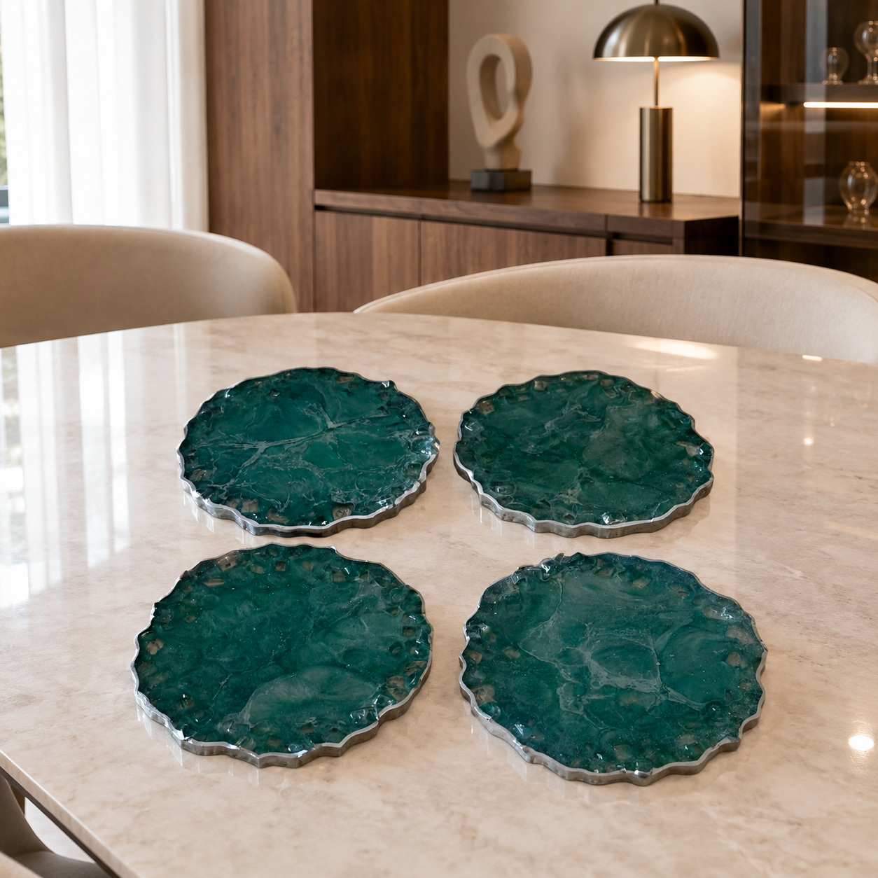 Teal Geode Design Coasters handmade epoxy resin