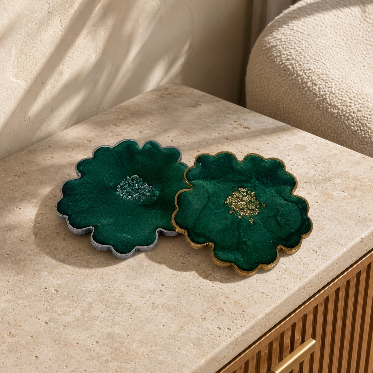 Green Flower Coaster epoxy resin