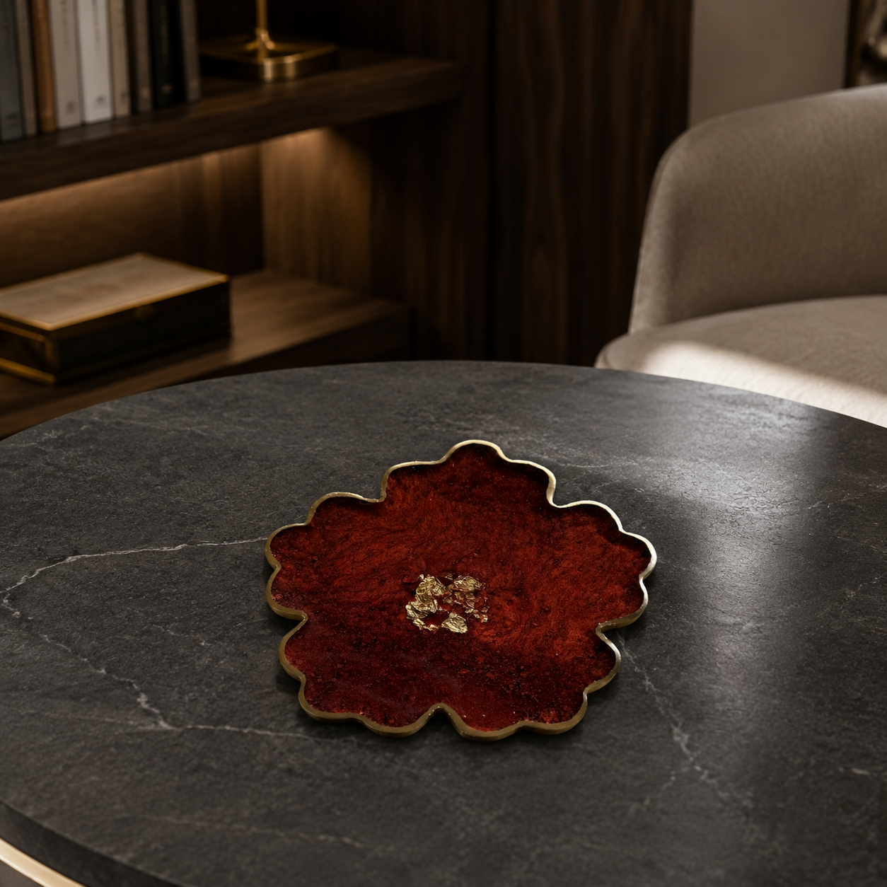 Black, Bronze, Copper Flower Coasters epoxy resin (Copy)