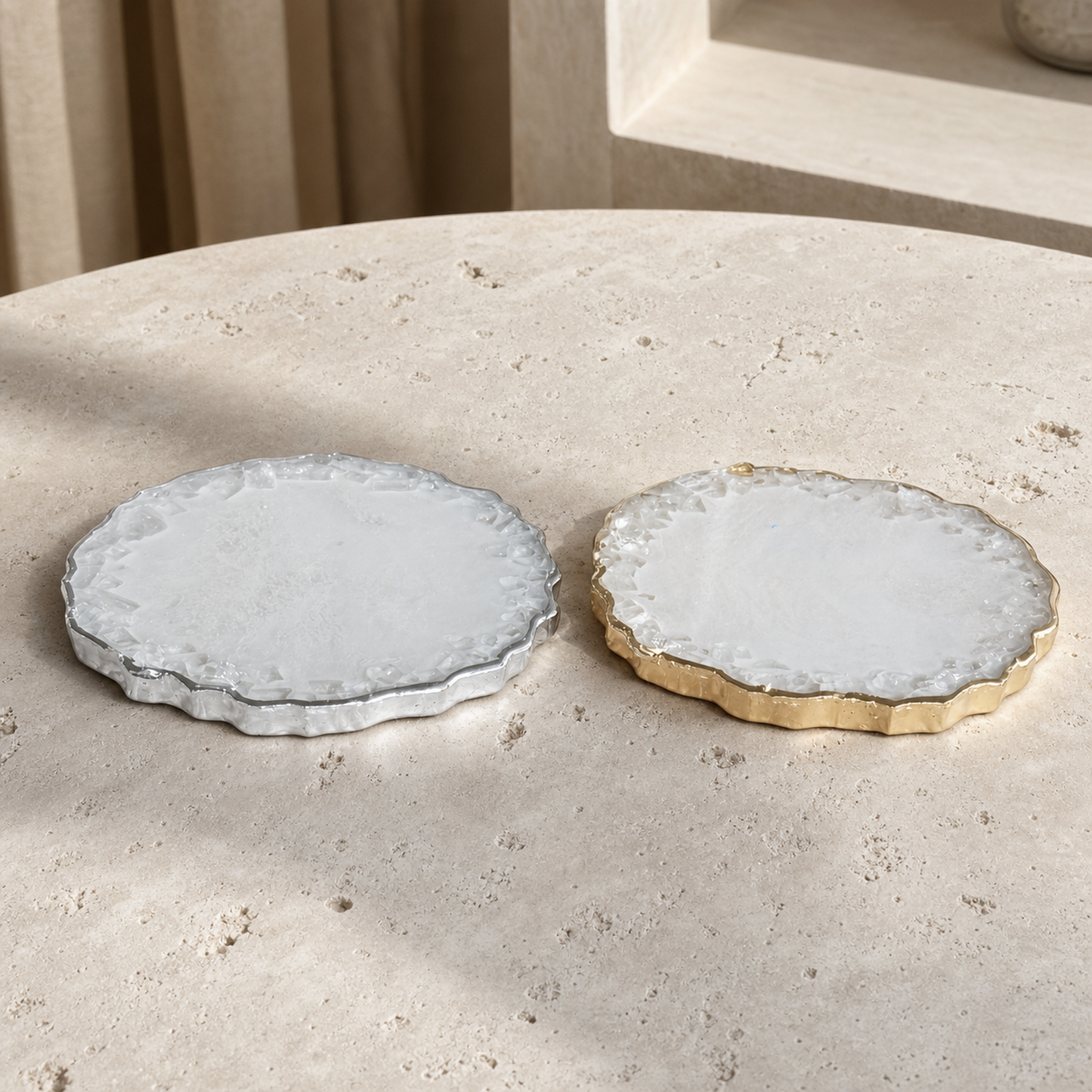 White Geode Design Coasters epoxy resin