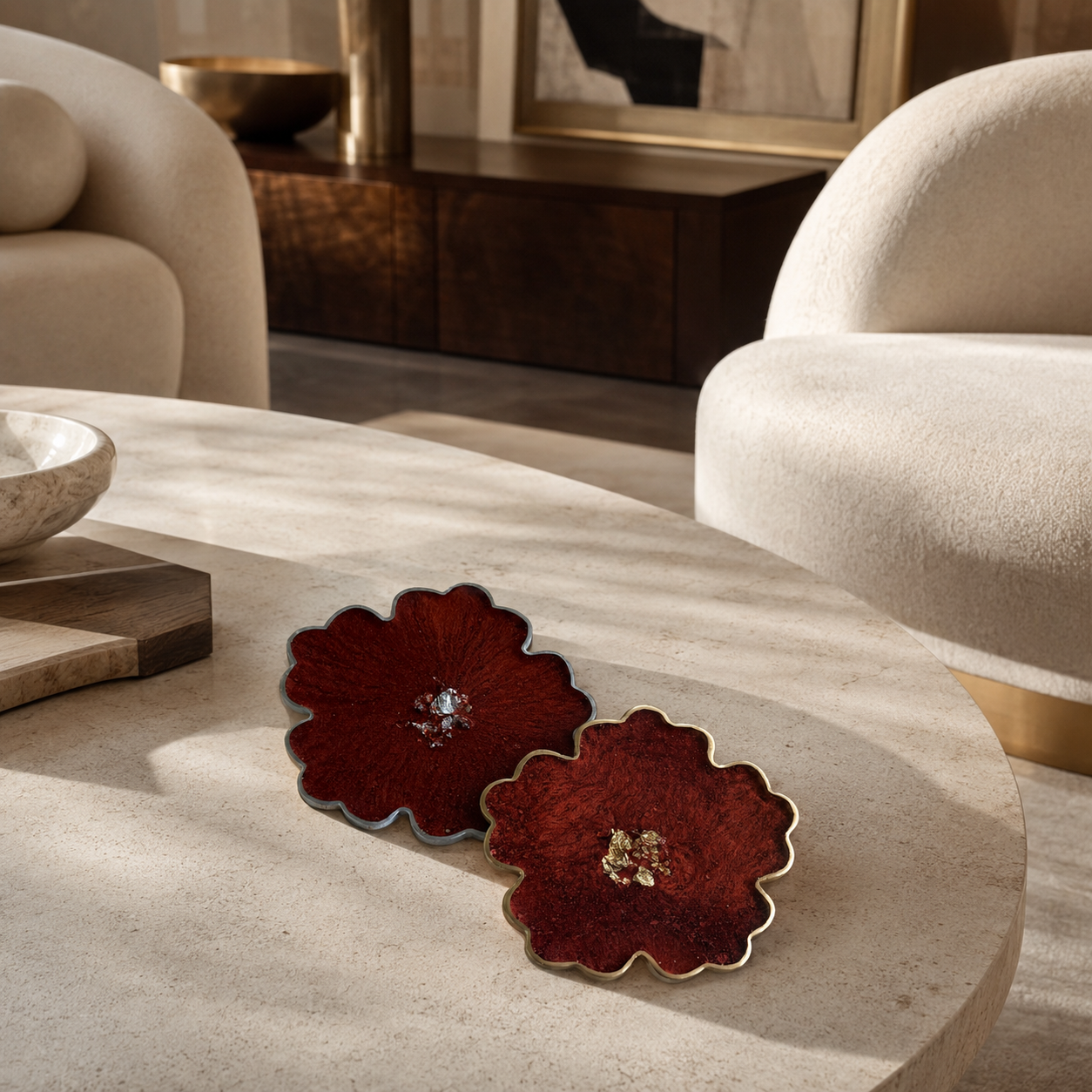 Black, Bronze, Copper Flower Coasters epoxy resin (Copy)