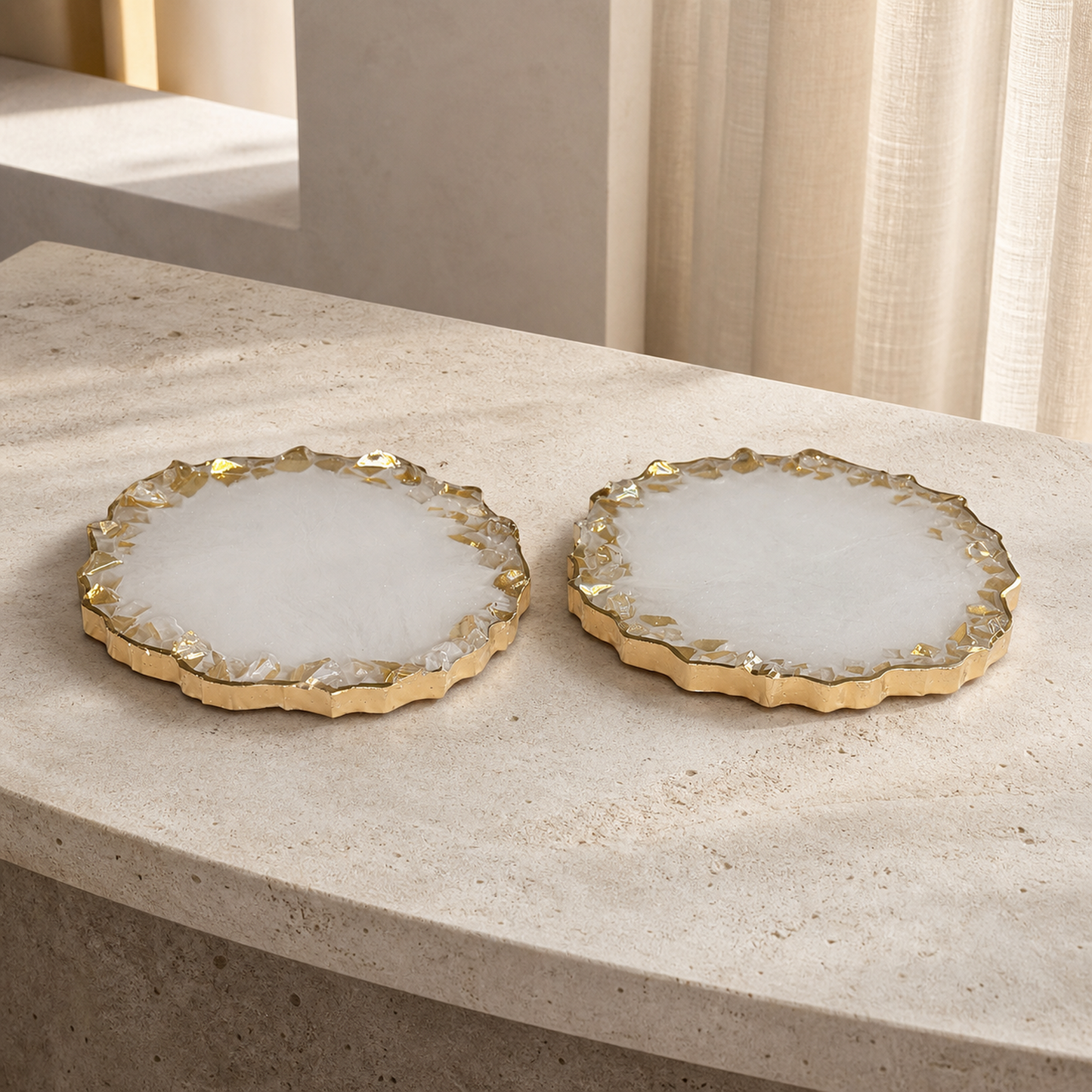 White Geode Design Coasters epoxy resin