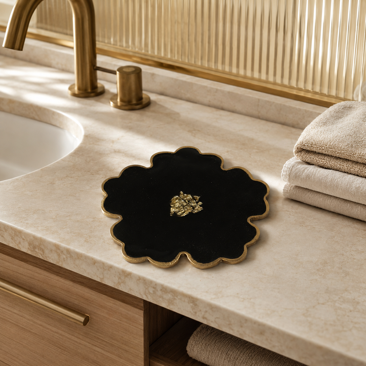 Black, Bronze, Copper Flower Coasters epoxy resin (Copy)