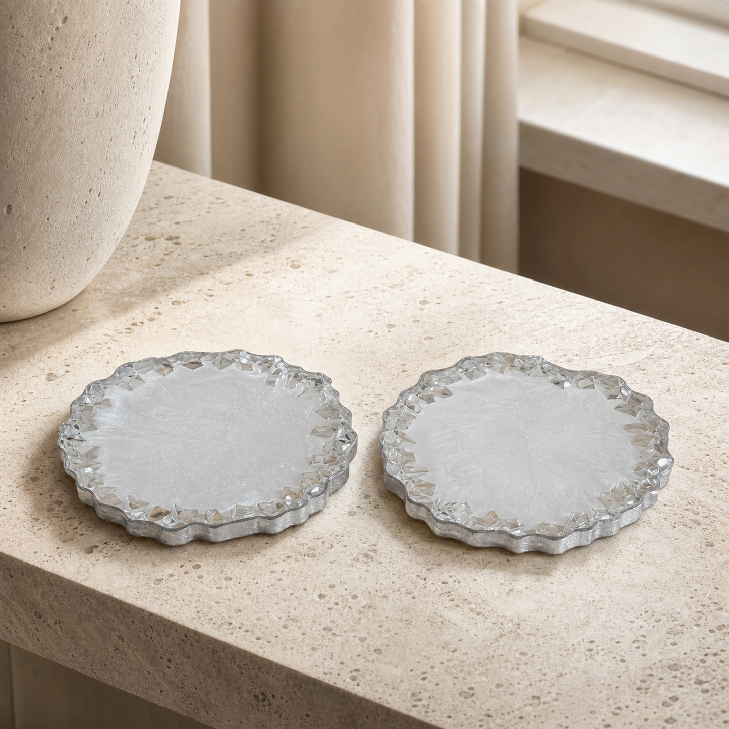 White Geode Design Coasters epoxy resin