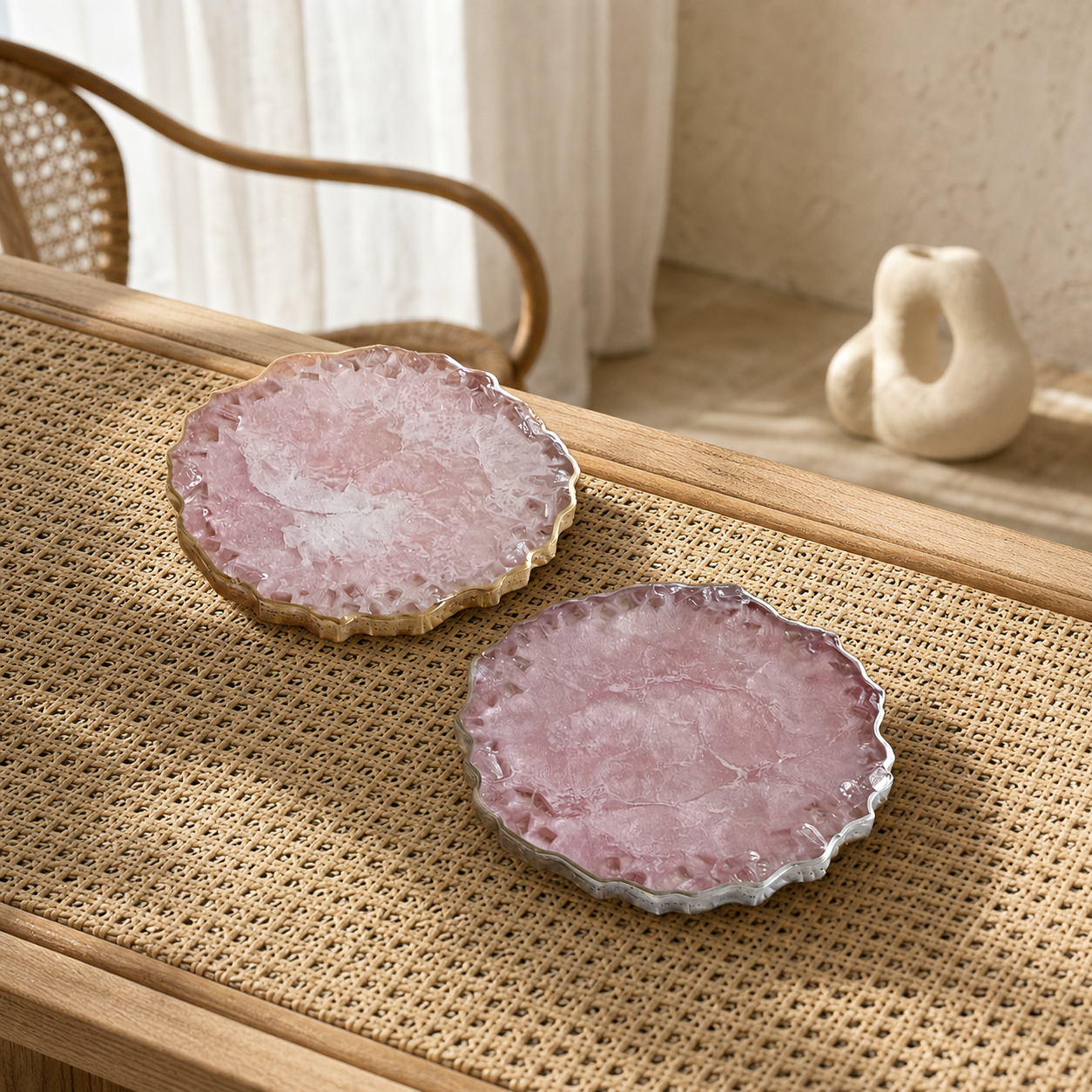 Light Pink Geode Design Coasters epoxy resin