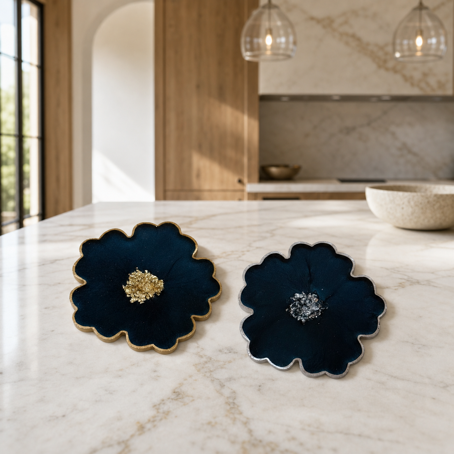 Blue Flower Coasters epoxy resin