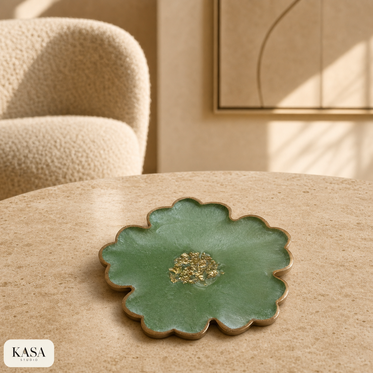 Green Flower Coaster epoxy resin