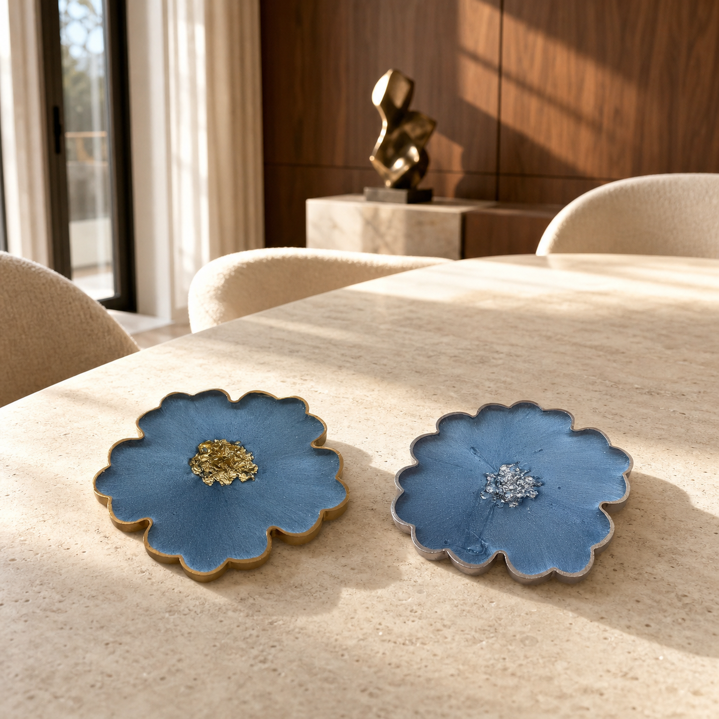 Blue Flower Coasters epoxy resin