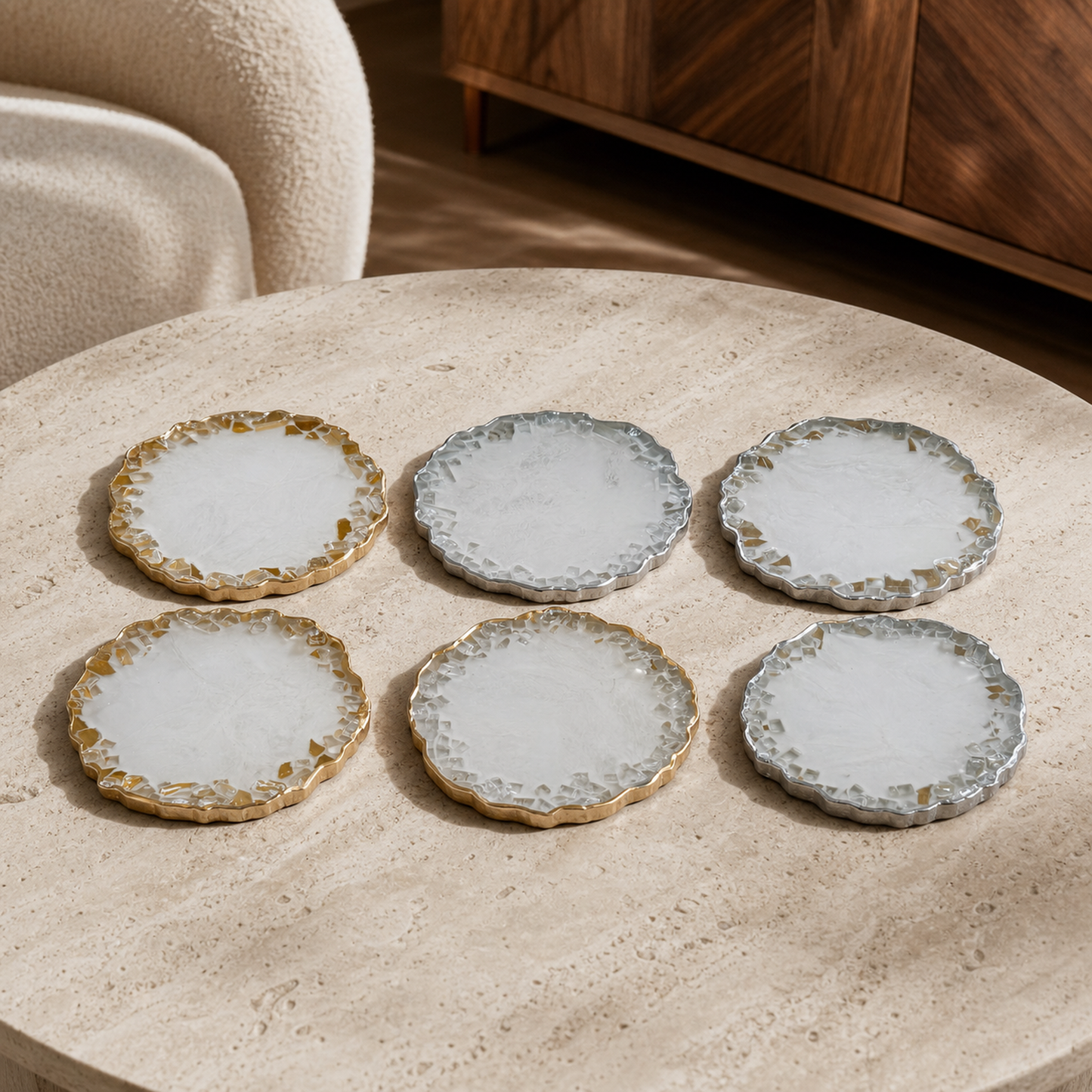 White Geode Design Coasters epoxy resin