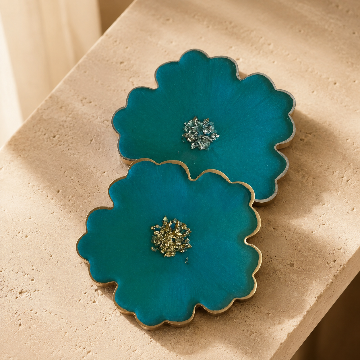 Ocean colors Flower Coasters epoxy resin