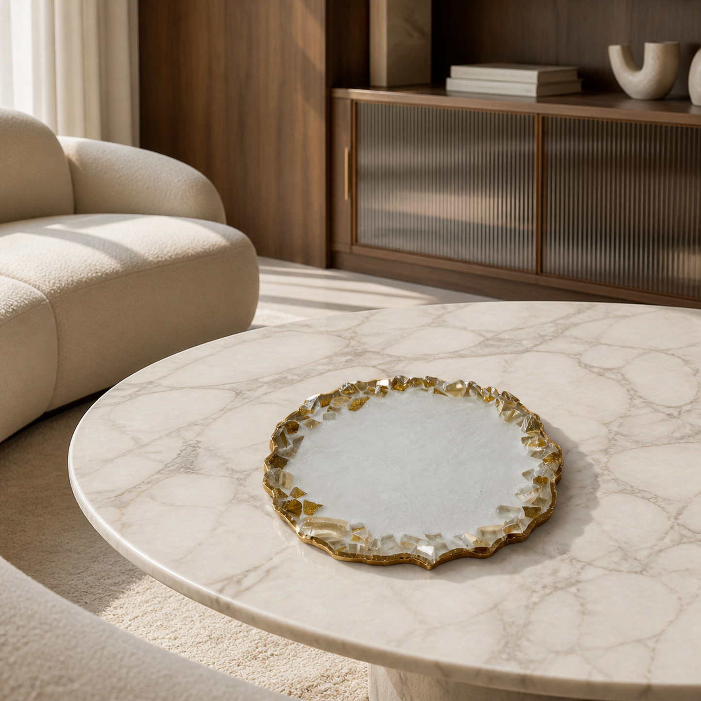 White Geode Design Coasters epoxy resin