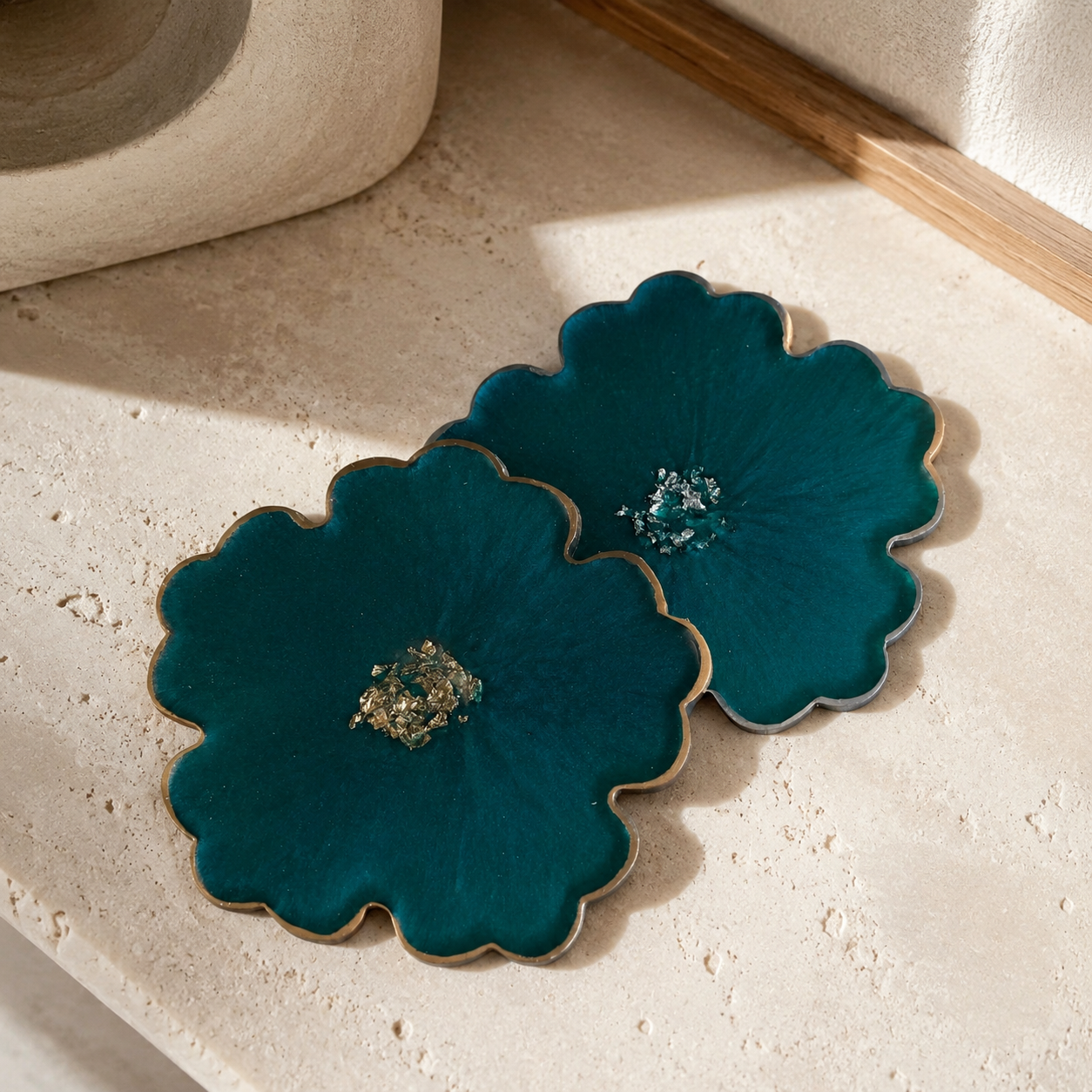 Ocean colors Flower Coasters epoxy resin