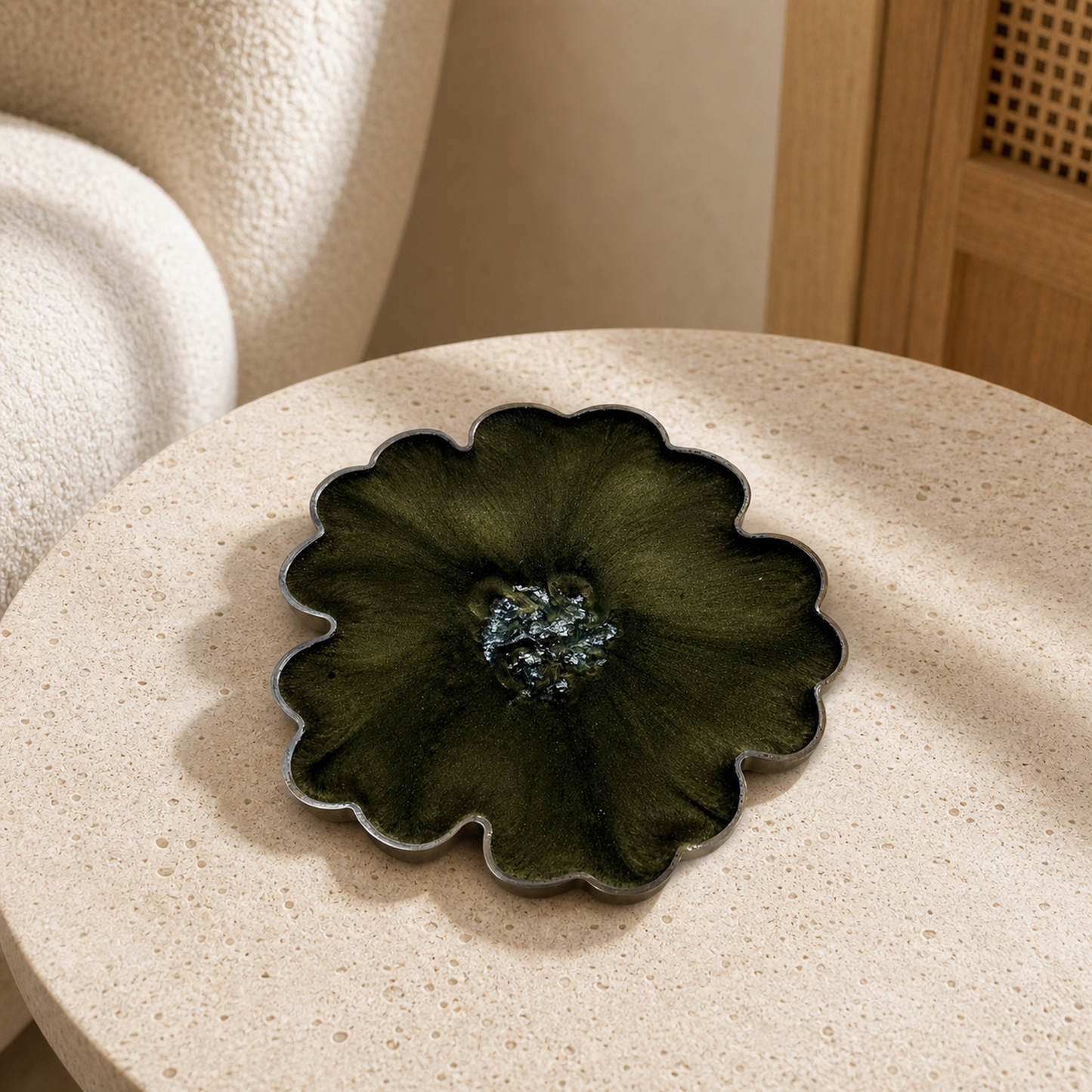 Green Flower Coaster epoxy resin