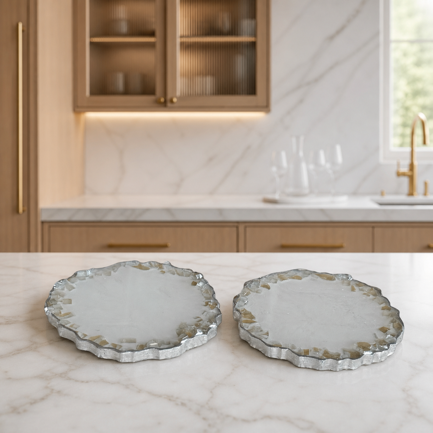 White Geode Design Coasters epoxy resin