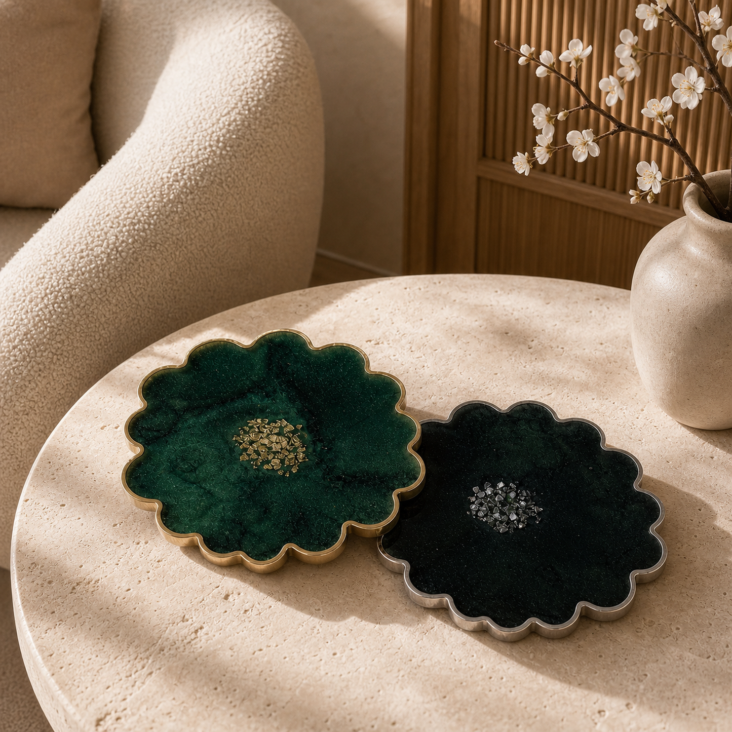 Green Flower Coaster epoxy resin
