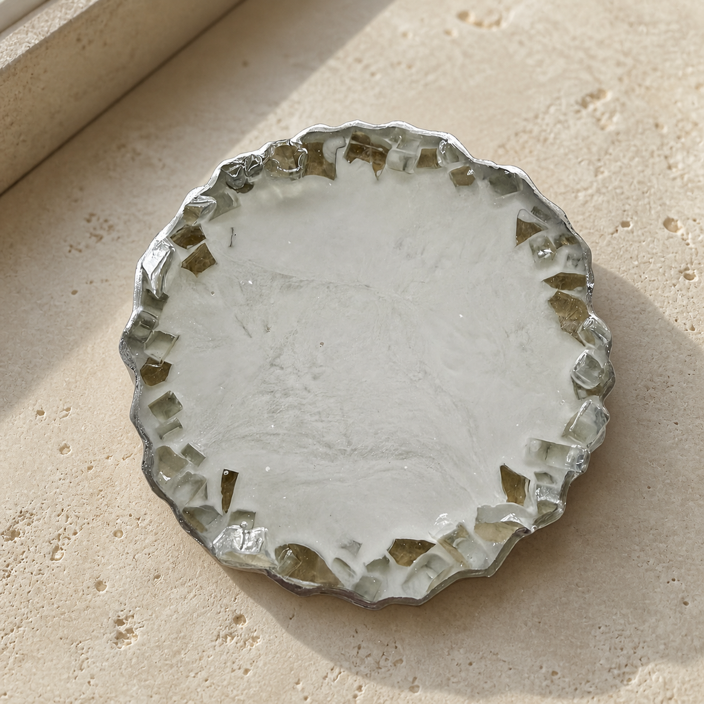 White Geode Design Coasters epoxy resin