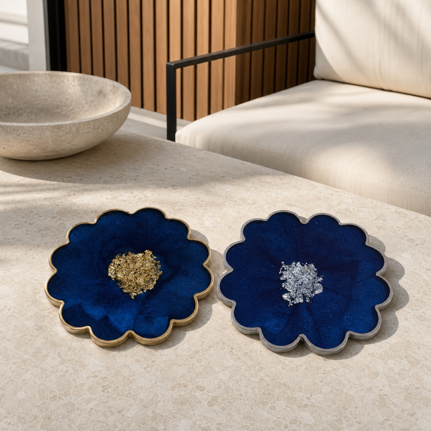 Blue Flower Coasters epoxy resin