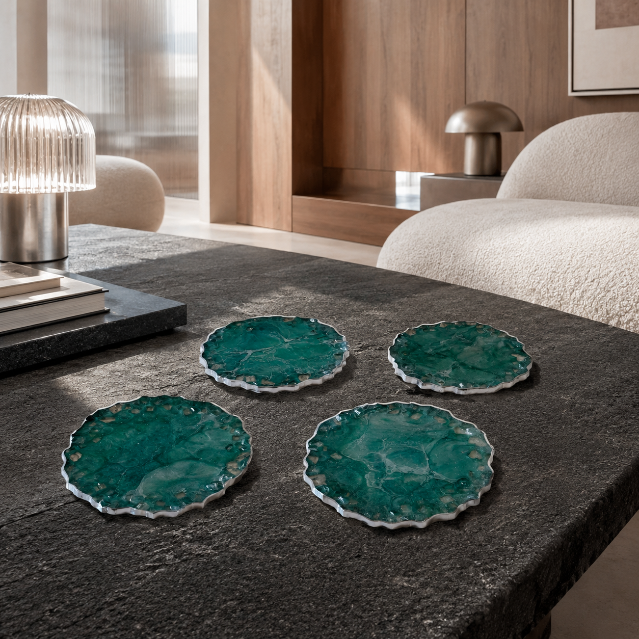 Teal Geode Design Coasters handmade epoxy resin