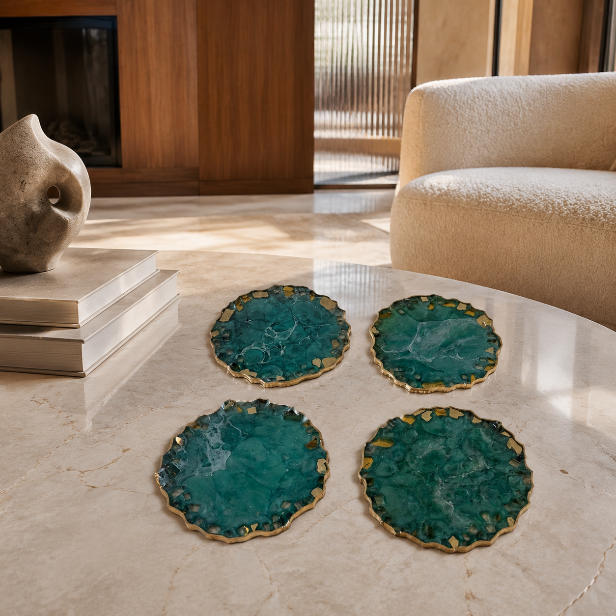 Teal Geode Design Coasters handmade epoxy resin