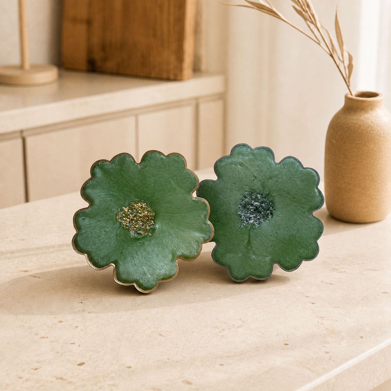 Green Flower Coaster epoxy resin