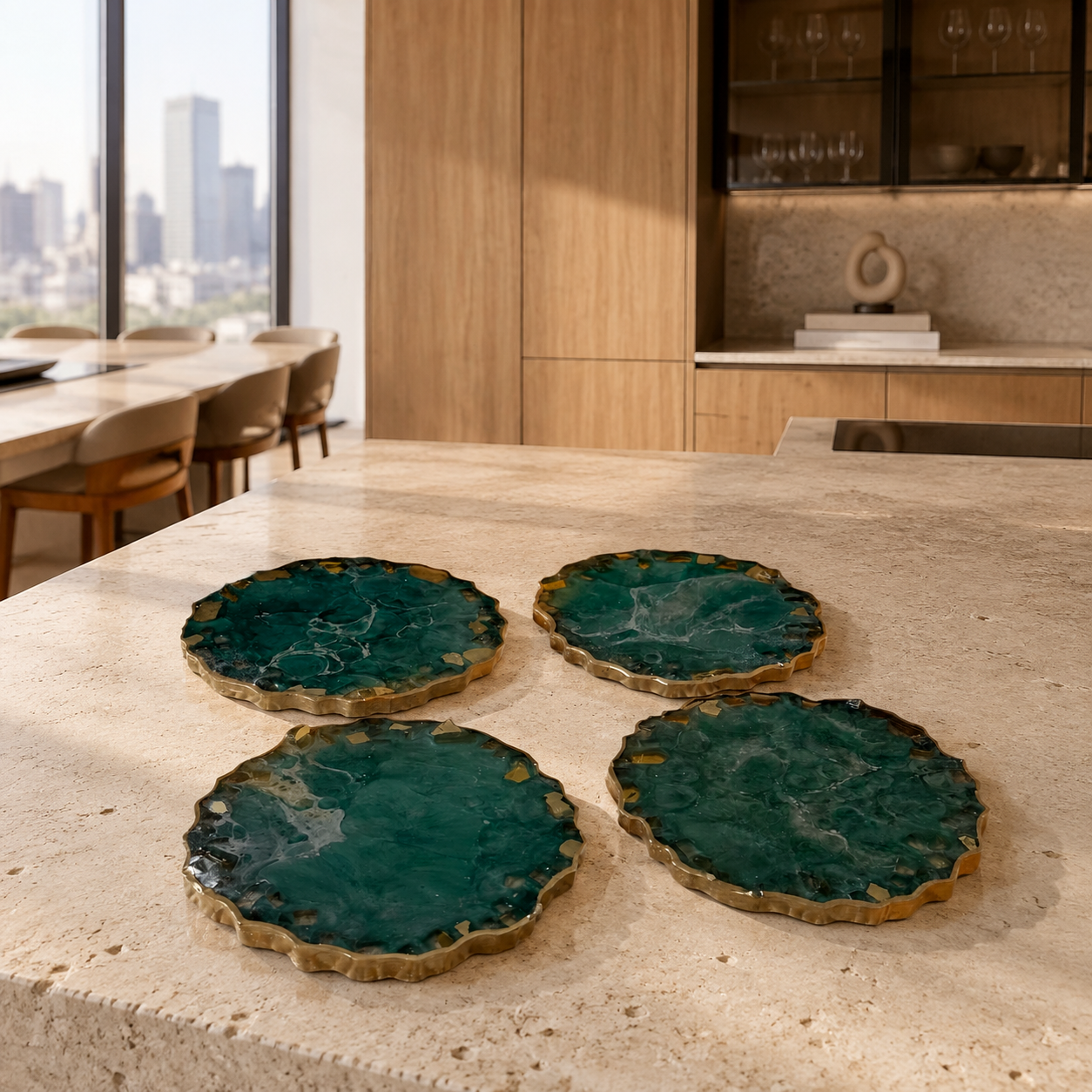 Teal Geode Design Coasters handmade epoxy resin