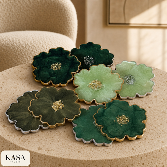 Green Flower Coaster epoxy resin